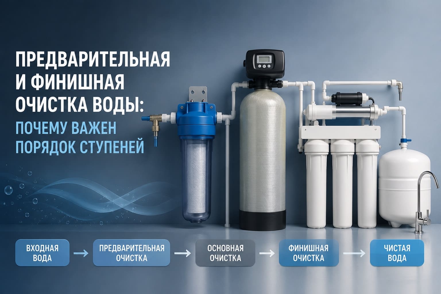Предварительная и финишная очистка воды: правильный порядок ступеней фильтрации