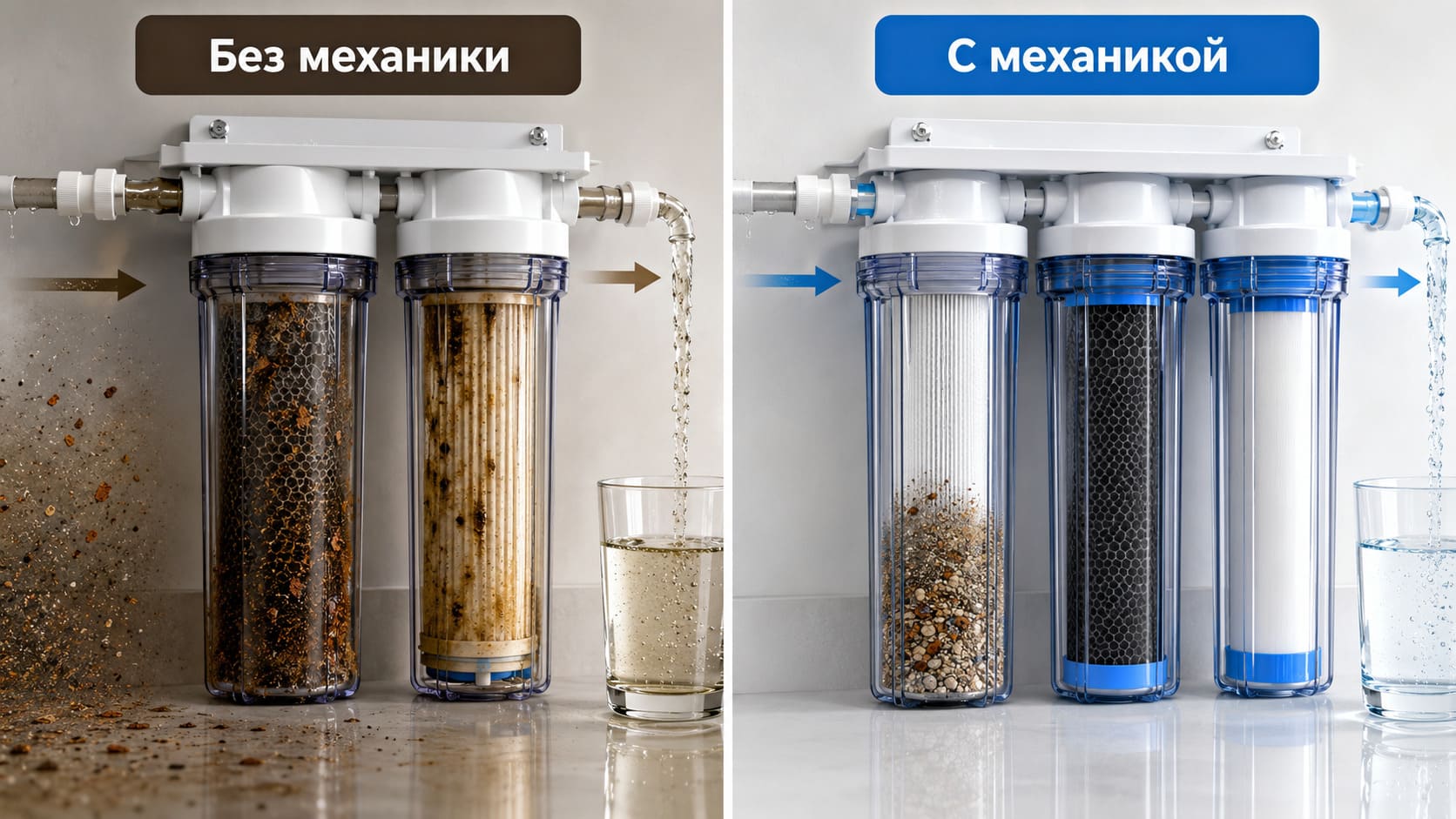 Система очистки воды без механической ступени и с механической предочисткой