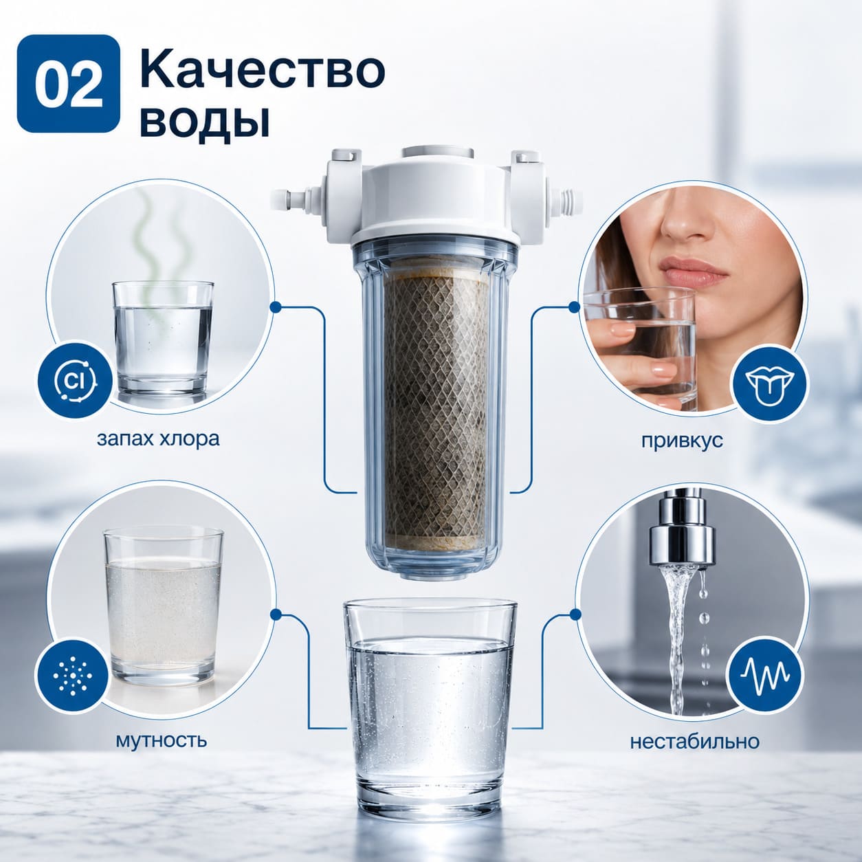 Изменение качества воды при выработке ресурса картриджа